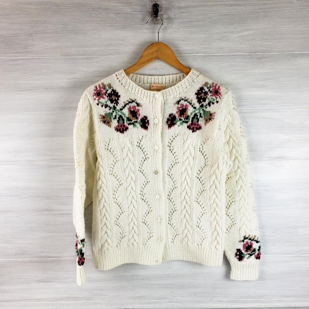 Vintage Jane Bennett Wool Button Cardigan Sweater